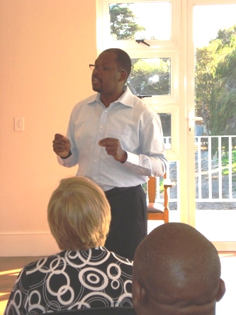 Click the image for a view of: Godwin Khosa (JET) addresses the workshop.